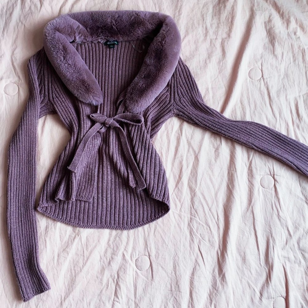 COPY - Cardigan with faux fur collar (90's)